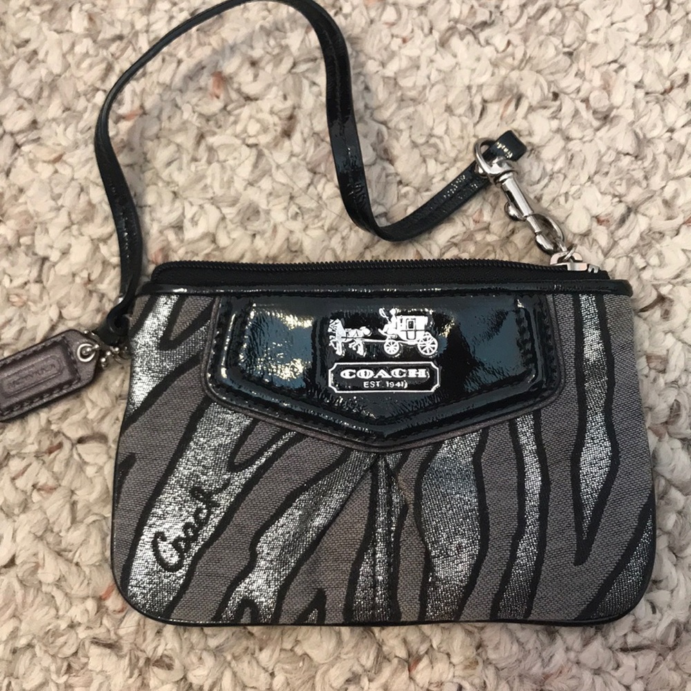 Silver Zebra Coach Wallet Wristlet